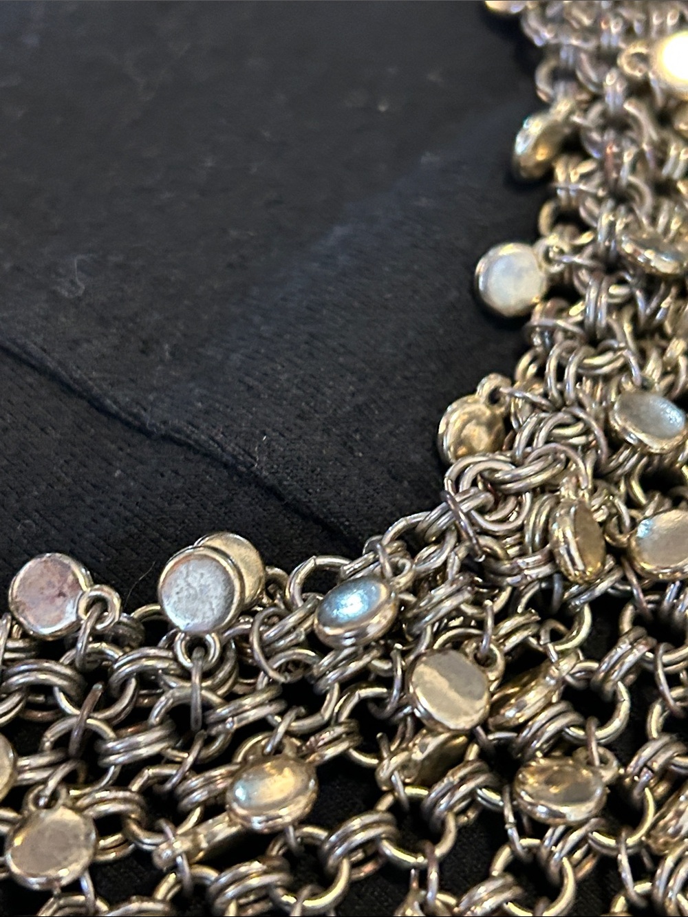 Statement silver tone and Gold-Tone Chainmail Bib Necklace - Women Jewelry image 2